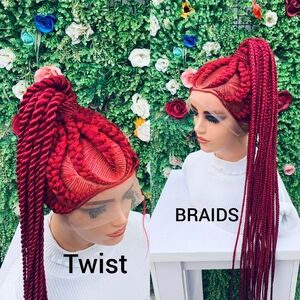 Ponytail Braided Wigs On 360 Closure 50"